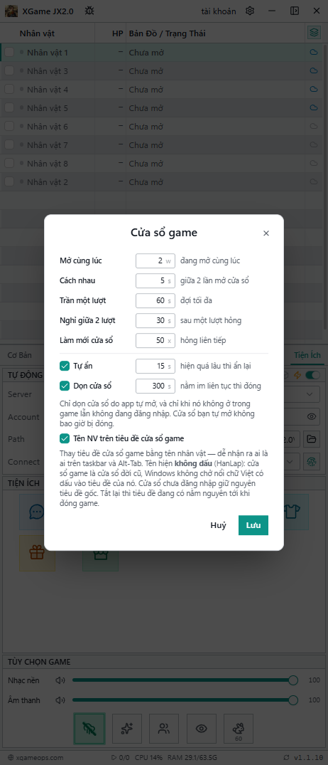 Hộp Cửa sổ game