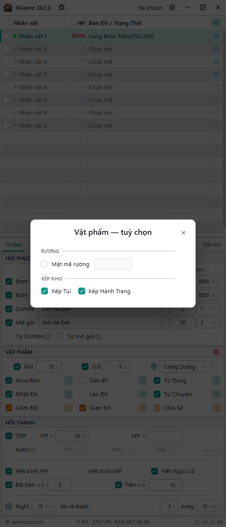 Tuỳ chọn Vật phẩm